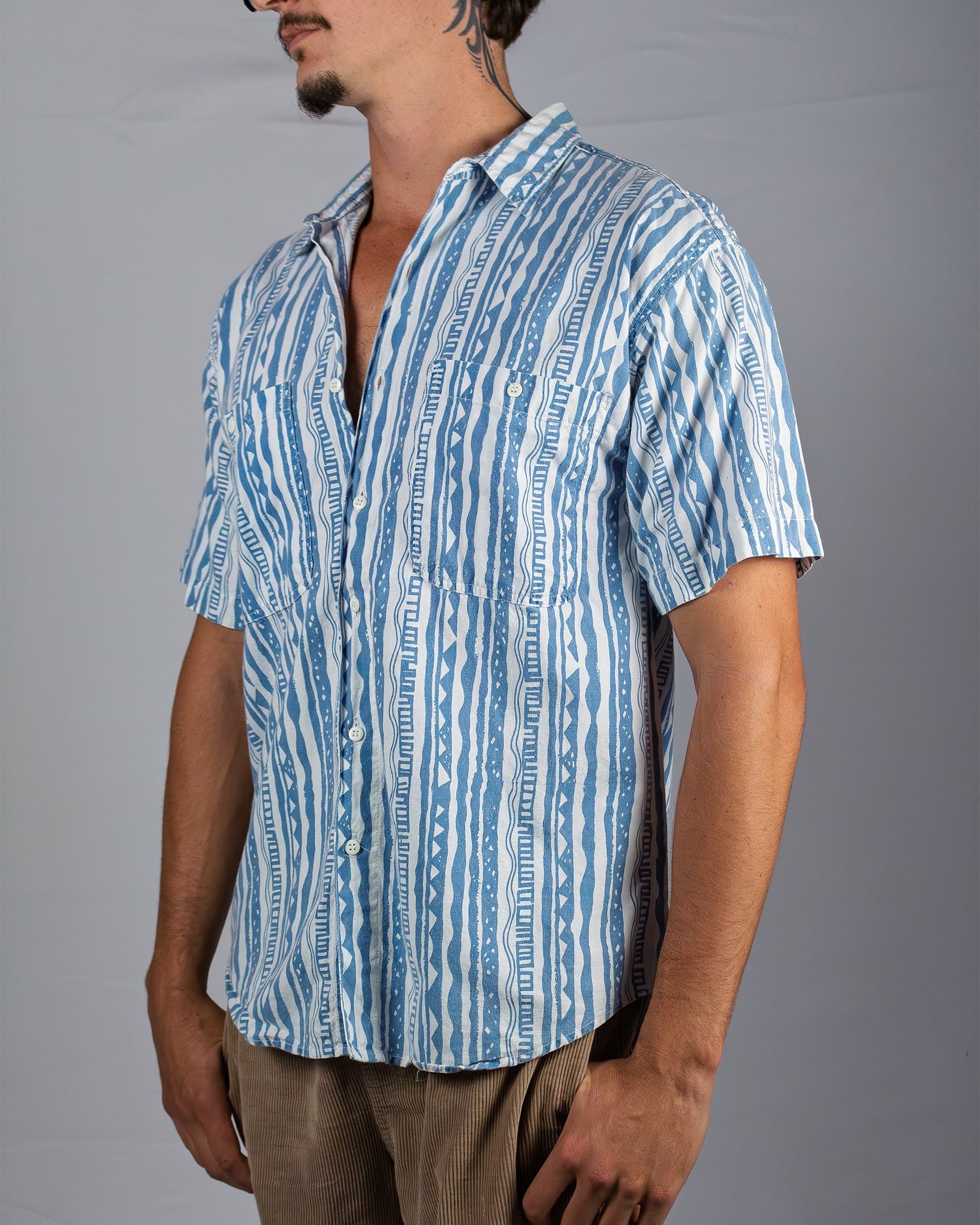 Blue Aztec Button-Down